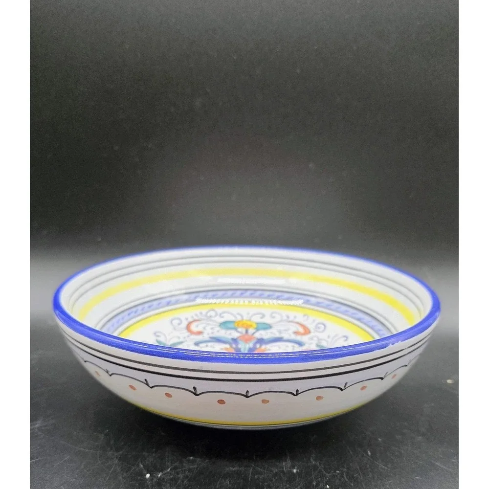 Vintage Italian Pottery Deruta Ricco Blue Pasta Salad Bowl 8